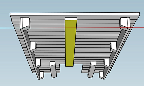 diagram for the center beam of a skoolie roof deck