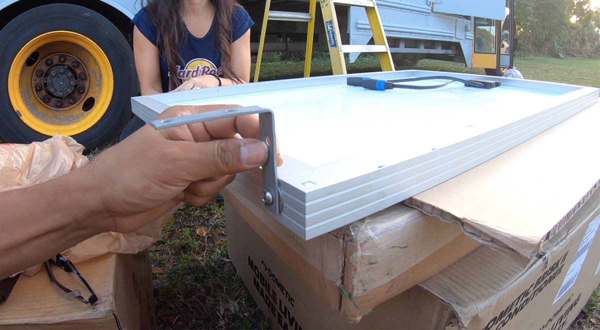 installing mounts on solar panels